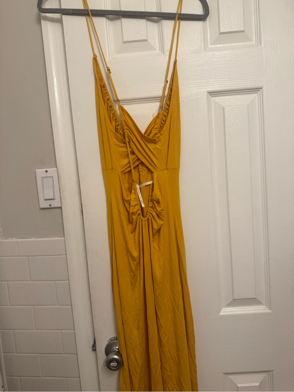 Anthropologie Mustard Yellow Spaghetti Strap Midi Dress
